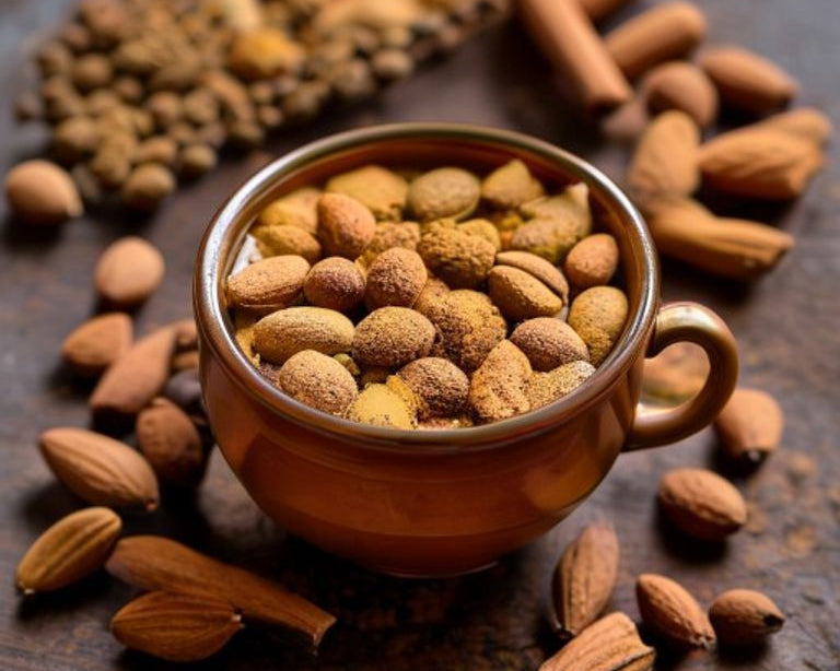Indian masala chai with healthy snacks