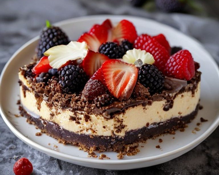 No-bake brownie crisp cheesecake