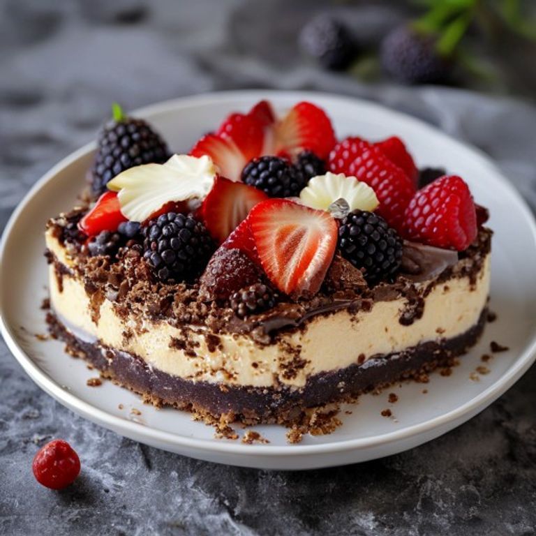 No-bake brownie crisp cheesecake