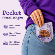 Pocket-sized Coffee Cookie Crunch pack in a jeans pocket